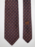 Hermès jaquard silk tie brown H pattern 656192 T