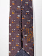 Hermès jaquard silk tie brown H pattern 656192 T