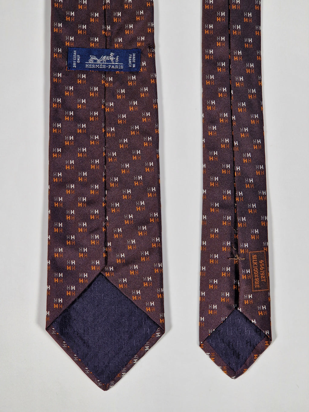 Hermès jaquard silk tie brown H pattern 656192 T
