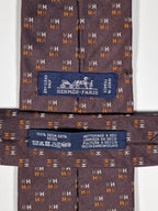 Hermès jaquard silk tie brown H pattern 656192 T
