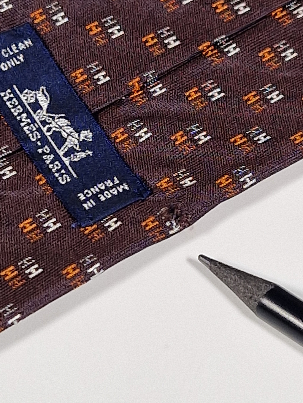 Hermès jaquard silk tie brown H pattern 656192 T