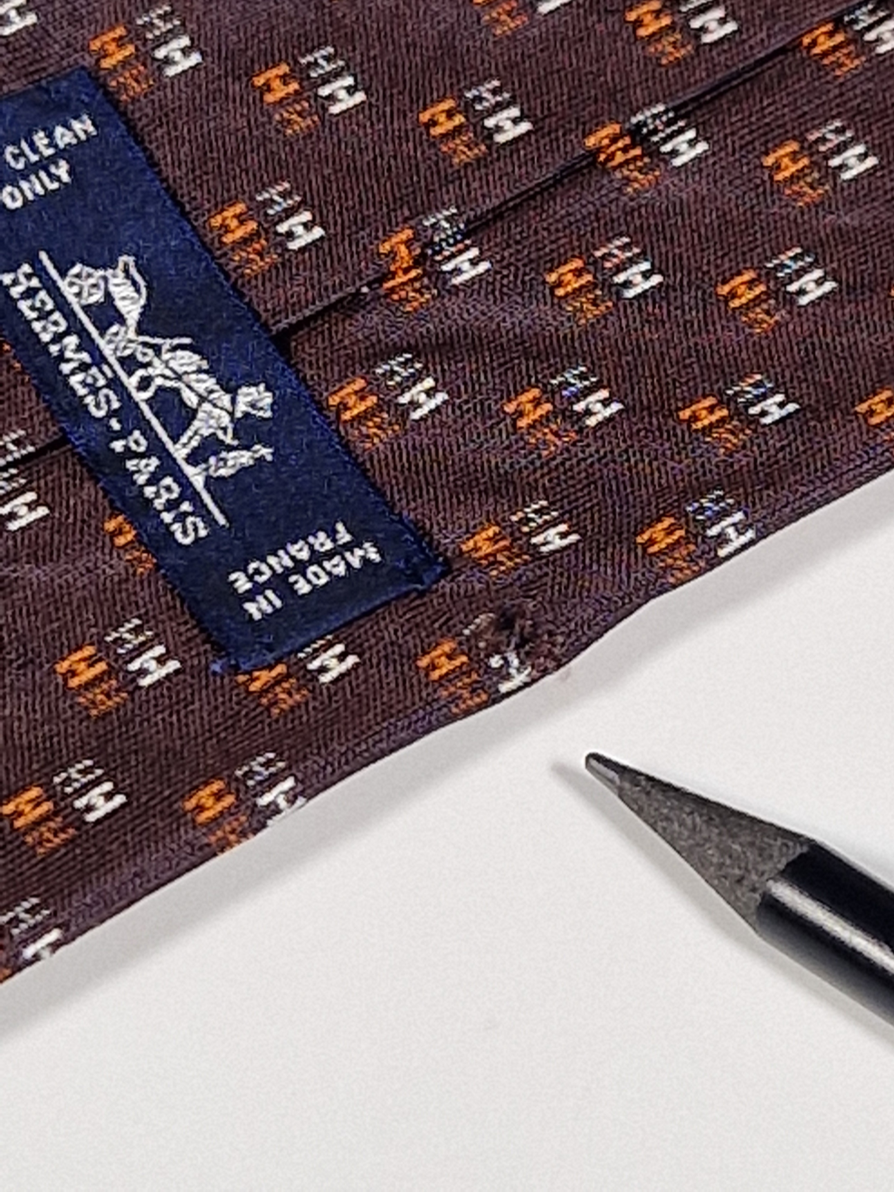 Hermès jaquard silk tie brown H pattern 656192 T