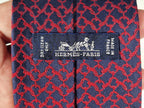 Hermès jacquard silk tie blue red equestrian pattern 657857 T