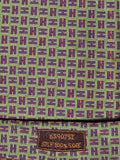 Hermès silk jaquard tie green purple H pattern 659075 T
