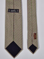 Hermès silk jaquard tie green purple H pattern 659075 T