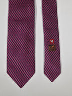 Hermès jacquard silk tie red heart pattern 659122 T
