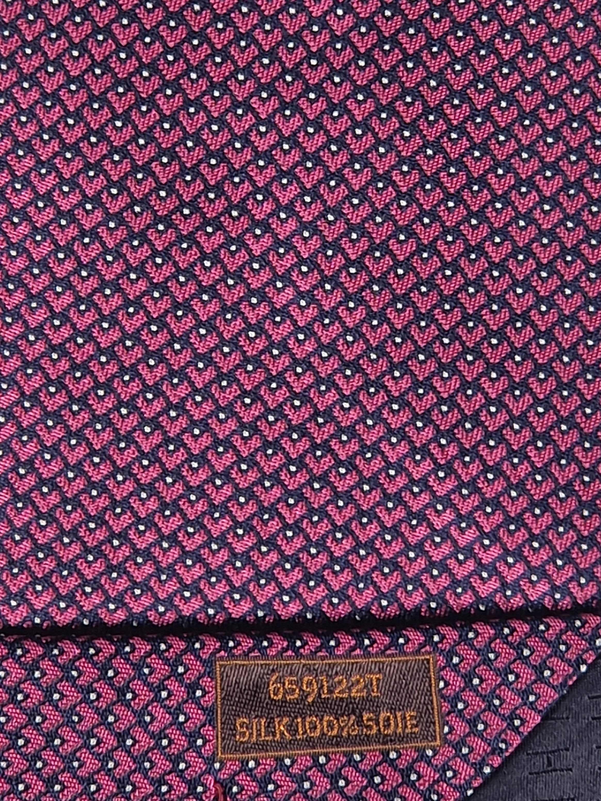 Hermès jacquard silk tie red heart pattern 659122 T