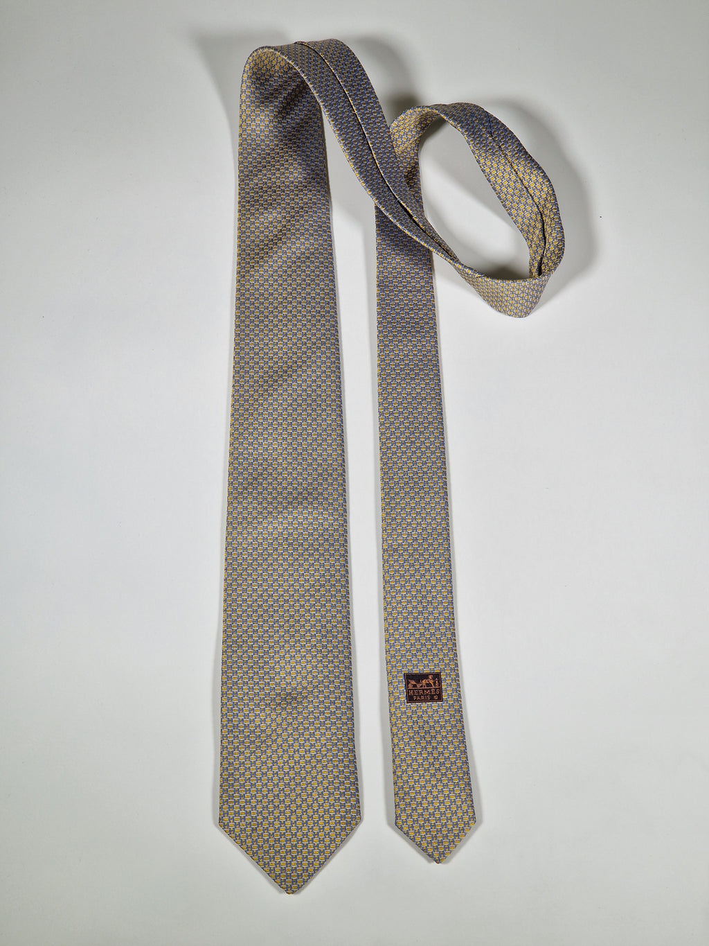 659128 Hermès tie yellow H pattern 659128 T