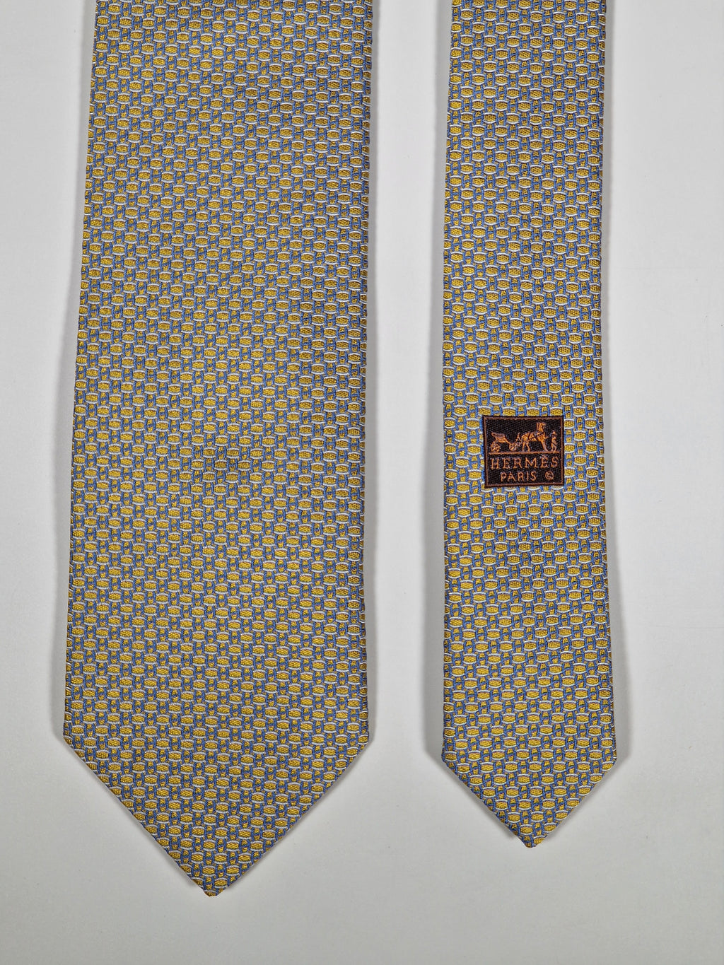 659128 Hermès tie yellow H pattern 659128 T