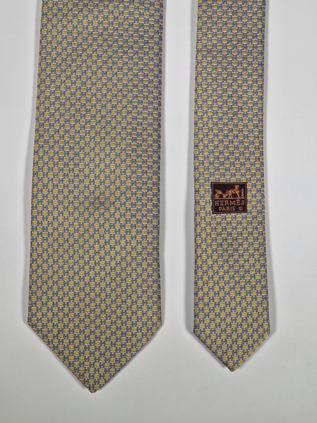 659128 Hermès tie yellow H pattern 659128 T
