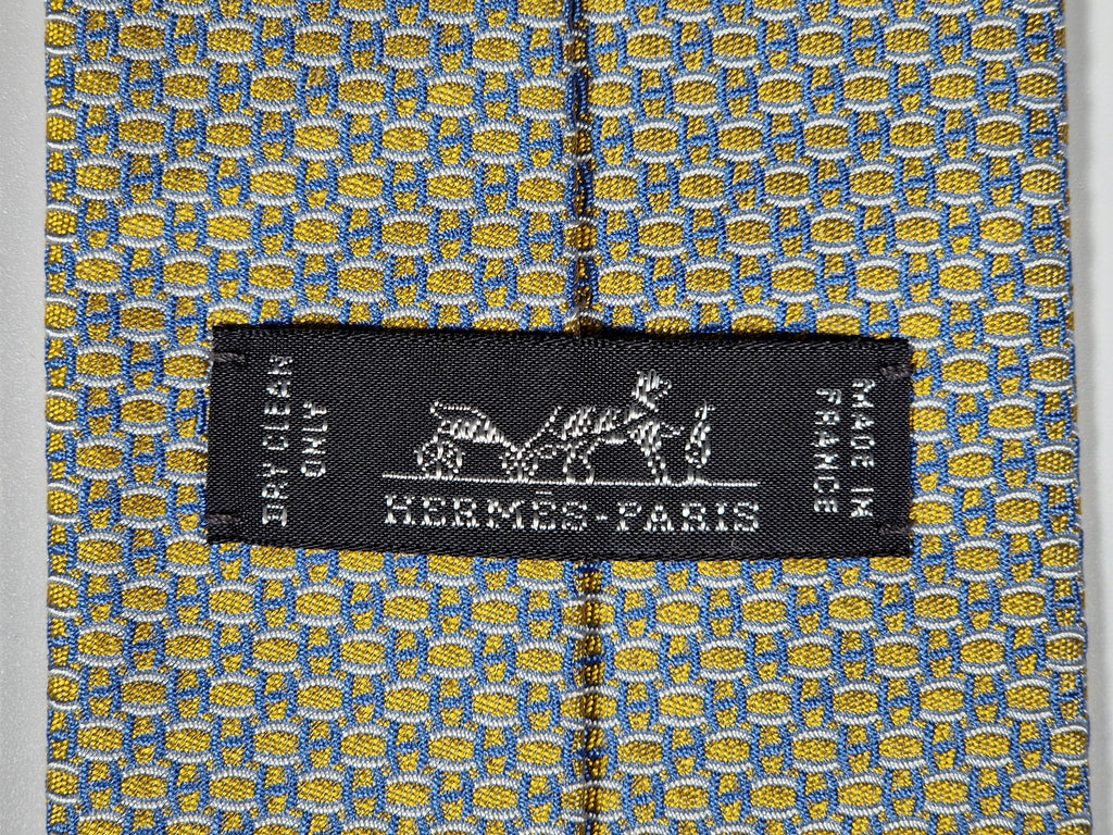 659128 Hermès tie yellow H pattern 659128 T