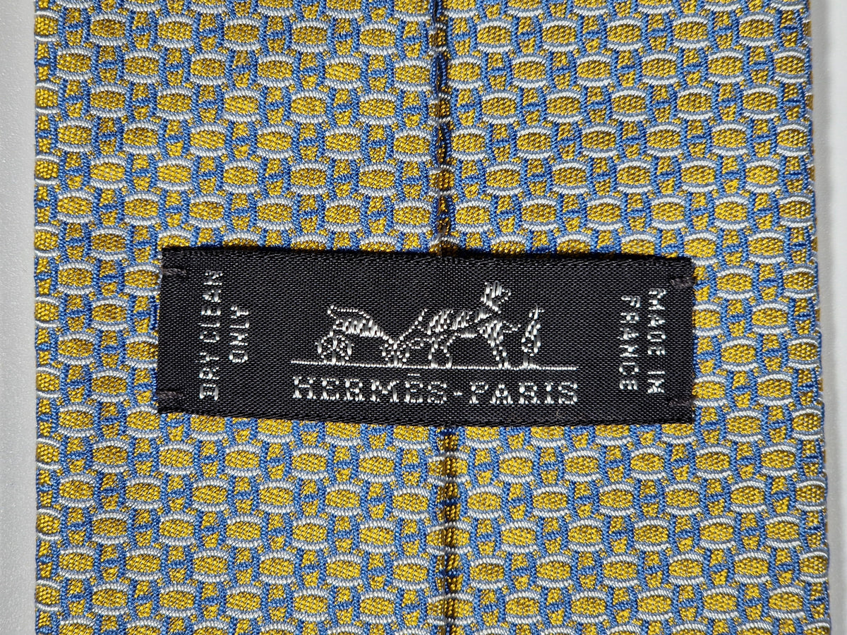 659128 Hermès tie yellow H pattern 659128 T