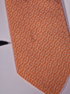 Hermès silk tie apricot chain pattern 659144 T