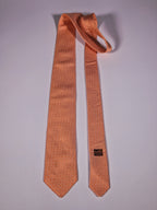 Hermès silk tie apricot chain pattern 659144 T
