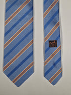 Hermès jacquard silk tie blue striped 659150 T