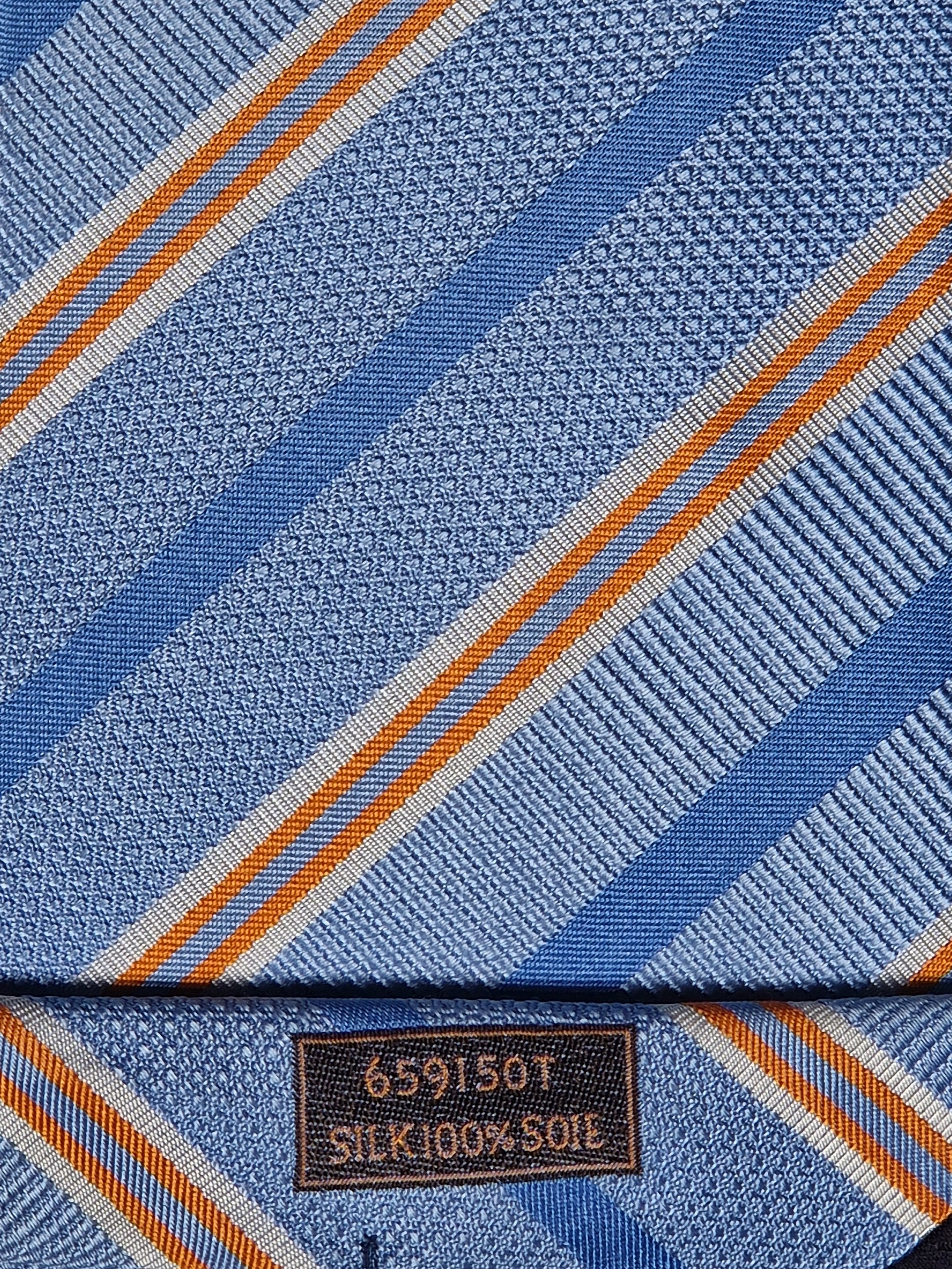 Hermès jacquard silk tie blue striped 659150 T