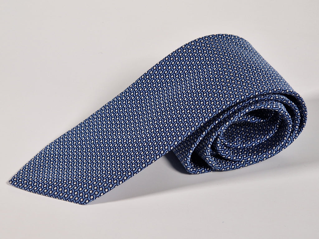Hermès silk tie jaquard blue 659182 T