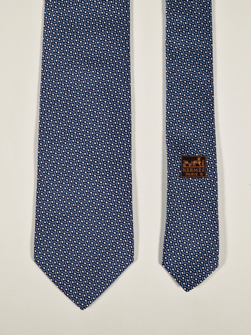Hermès silk tie jaquard blue 659182 T