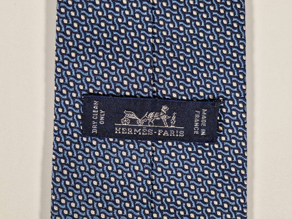Hermès silk tie jaquard blue 659182 T