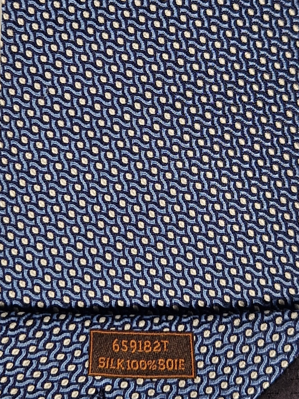 Hermès silk tie jaquard blue 659182 T