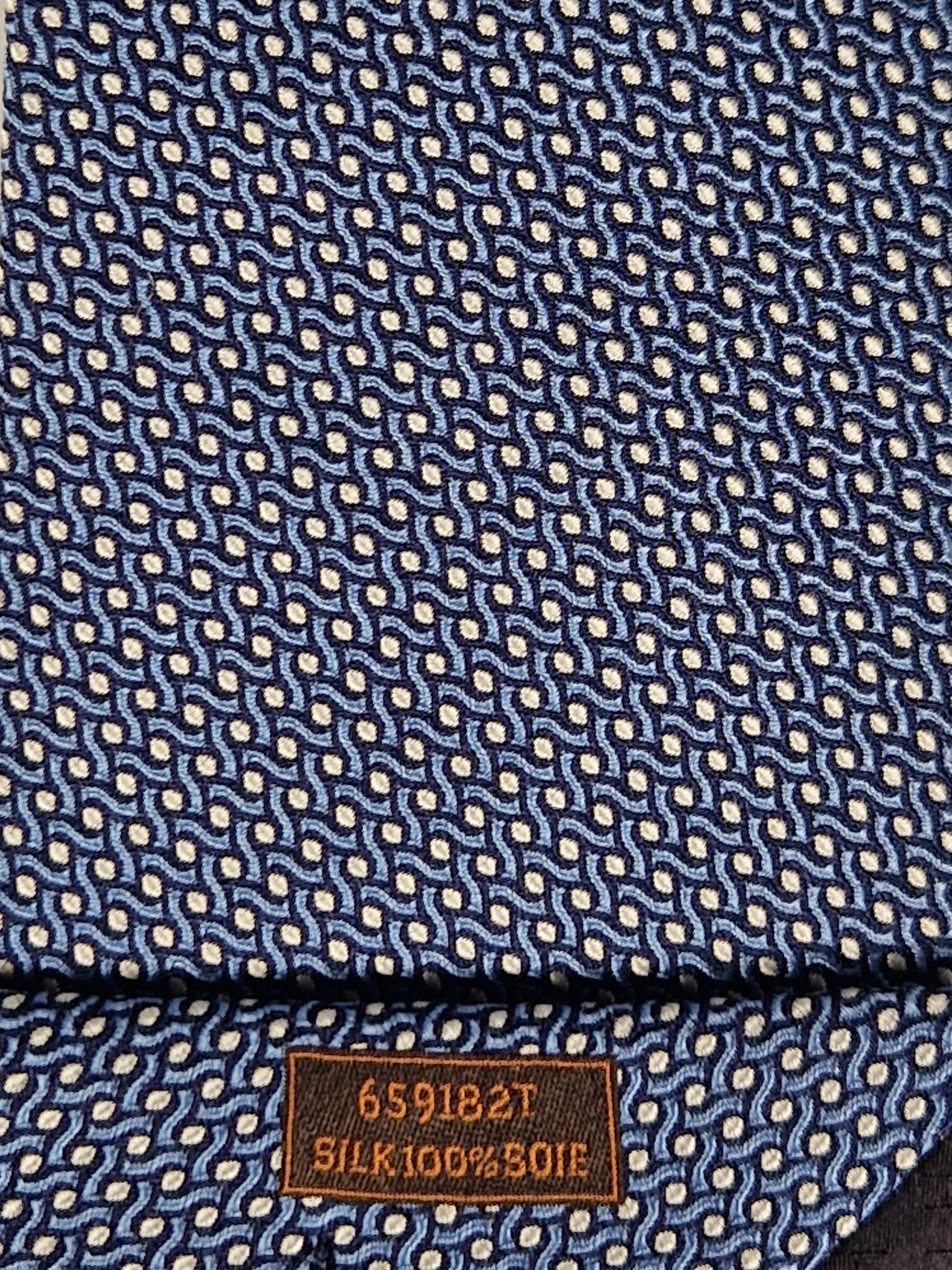 Hermès silk tie jaquard blue 659182 T