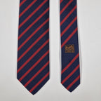 Hermès jacquard silk tie blue red striped 659192 T