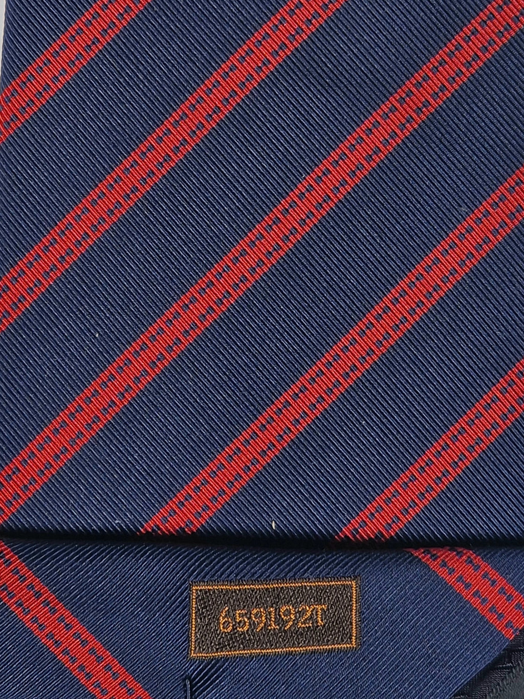 Hermès jacquard silk tie blue red striped 659192 T
