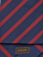 Hermès jacquard silk tie blue red striped 659192 T