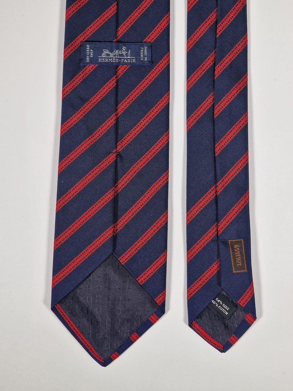 Hermès jacquard silk tie blue red striped 659192 T