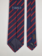 Hermès jacquard silk tie blue red striped 659192 T