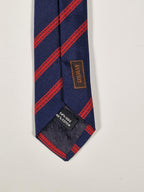 Hermès jacquard silk tie blue red striped 659192 T