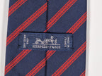 Hermès jacquard silk tie blue red striped 659192 T