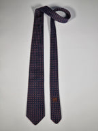 Hermès jacquard silk tie black equestrian pattern 659193 T