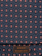 Hermès jacquard silk tie black equestrian pattern 659193 T