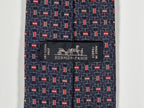 Hermès jacquard silk tie black equestrian pattern 659193 T