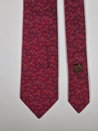 Hermès jacquard silk tie red H pattern 659194 T
