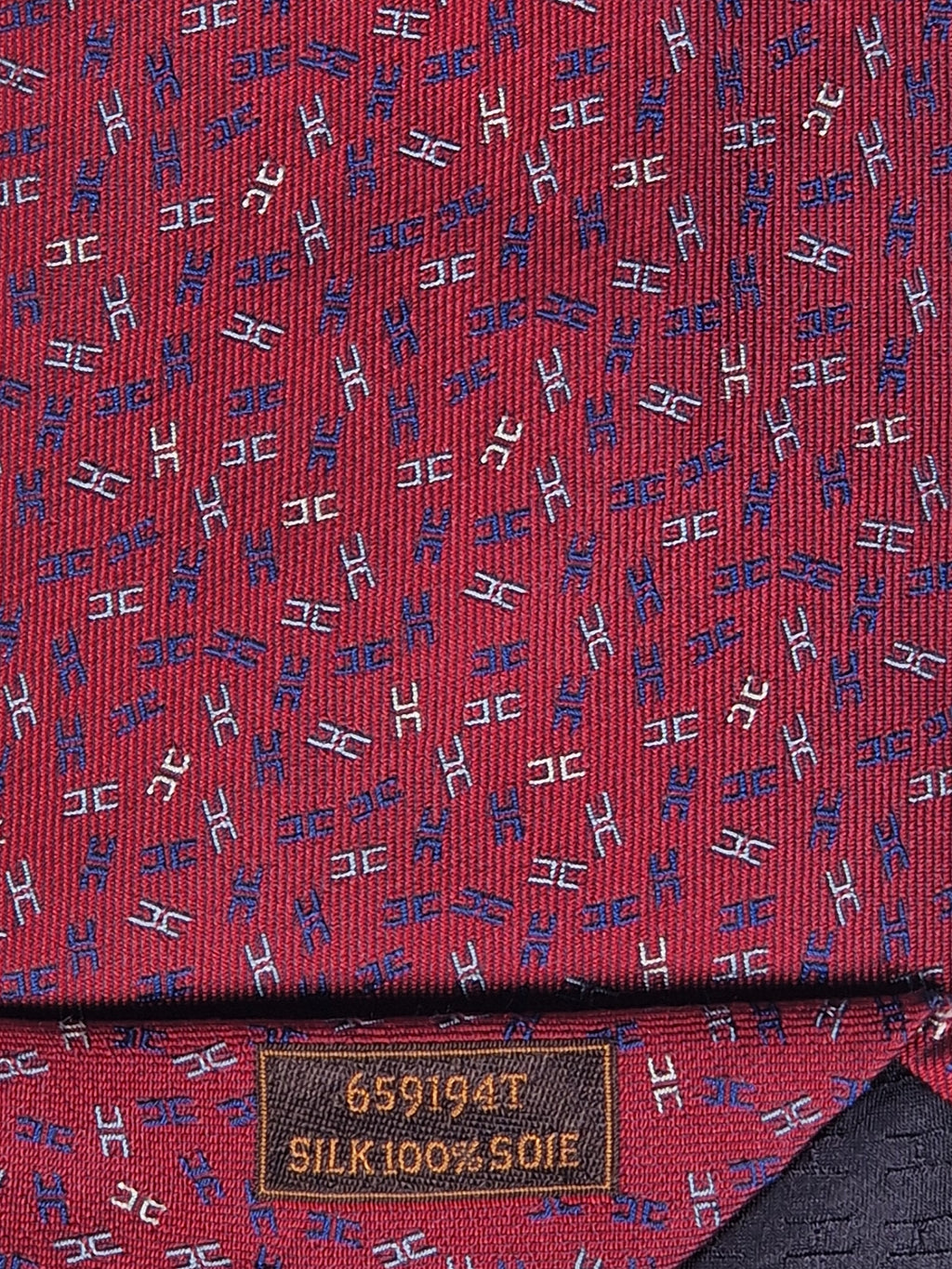 Hermès jacquard silk tie red H pattern 659194 T