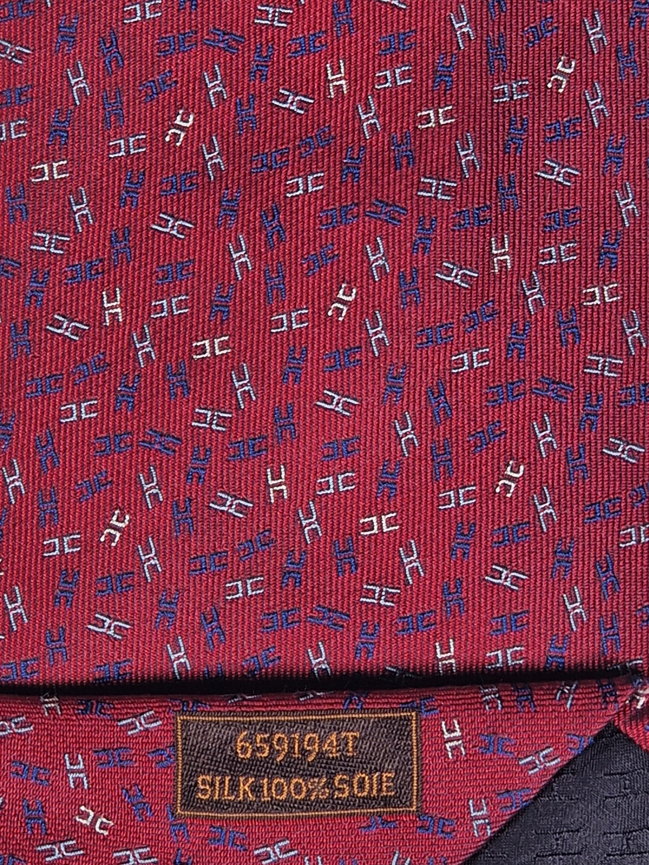 Hermès jacquard silk tie red H pattern 659194 T