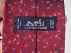 Hermès jacquard silk tie red H pattern 659194 T