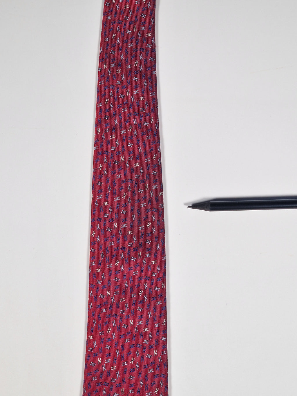 Hermès jacquard silk tie red H pattern 659194 T