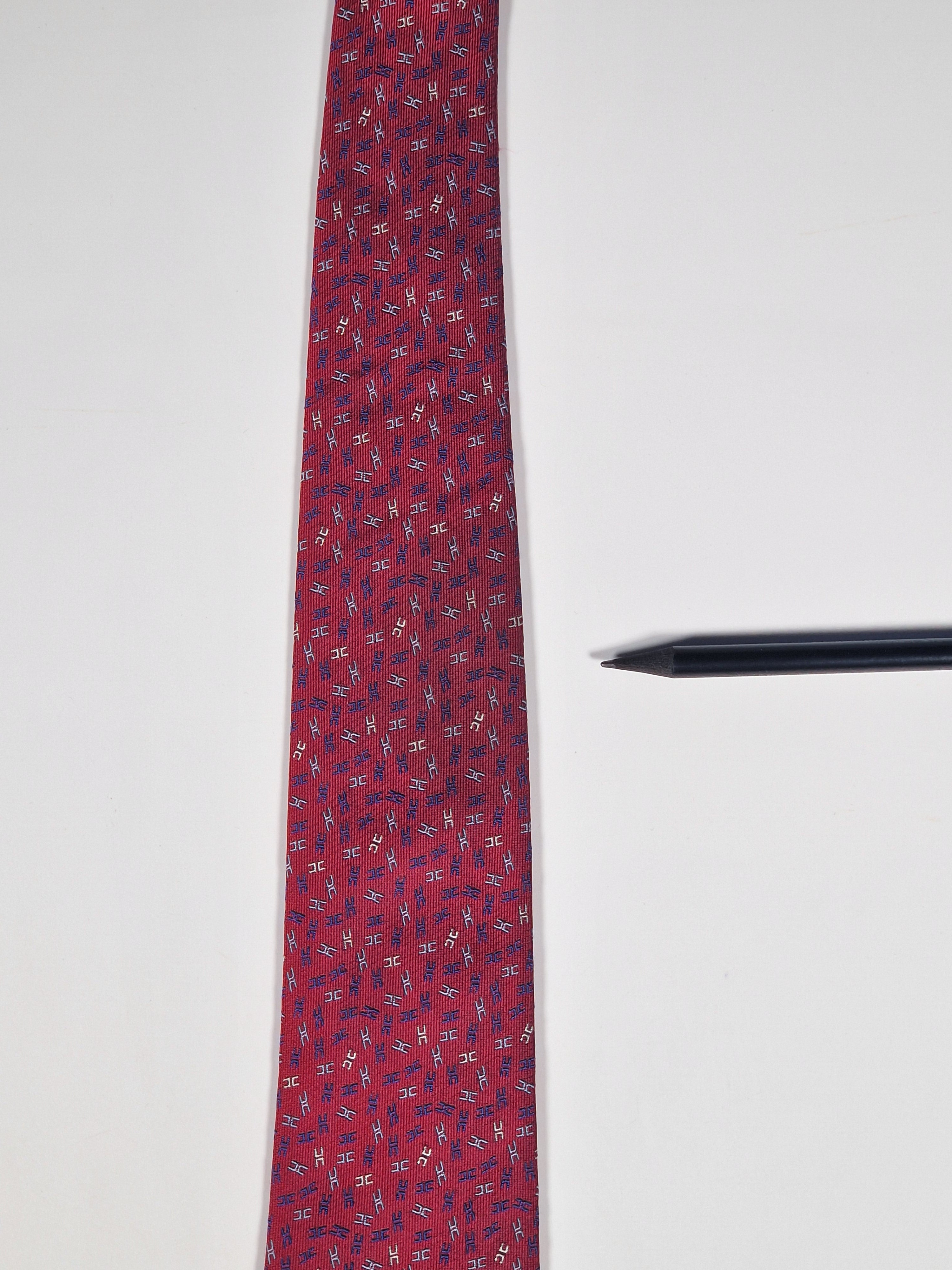 Hermès jacquard silk tie red H pattern 659194 T