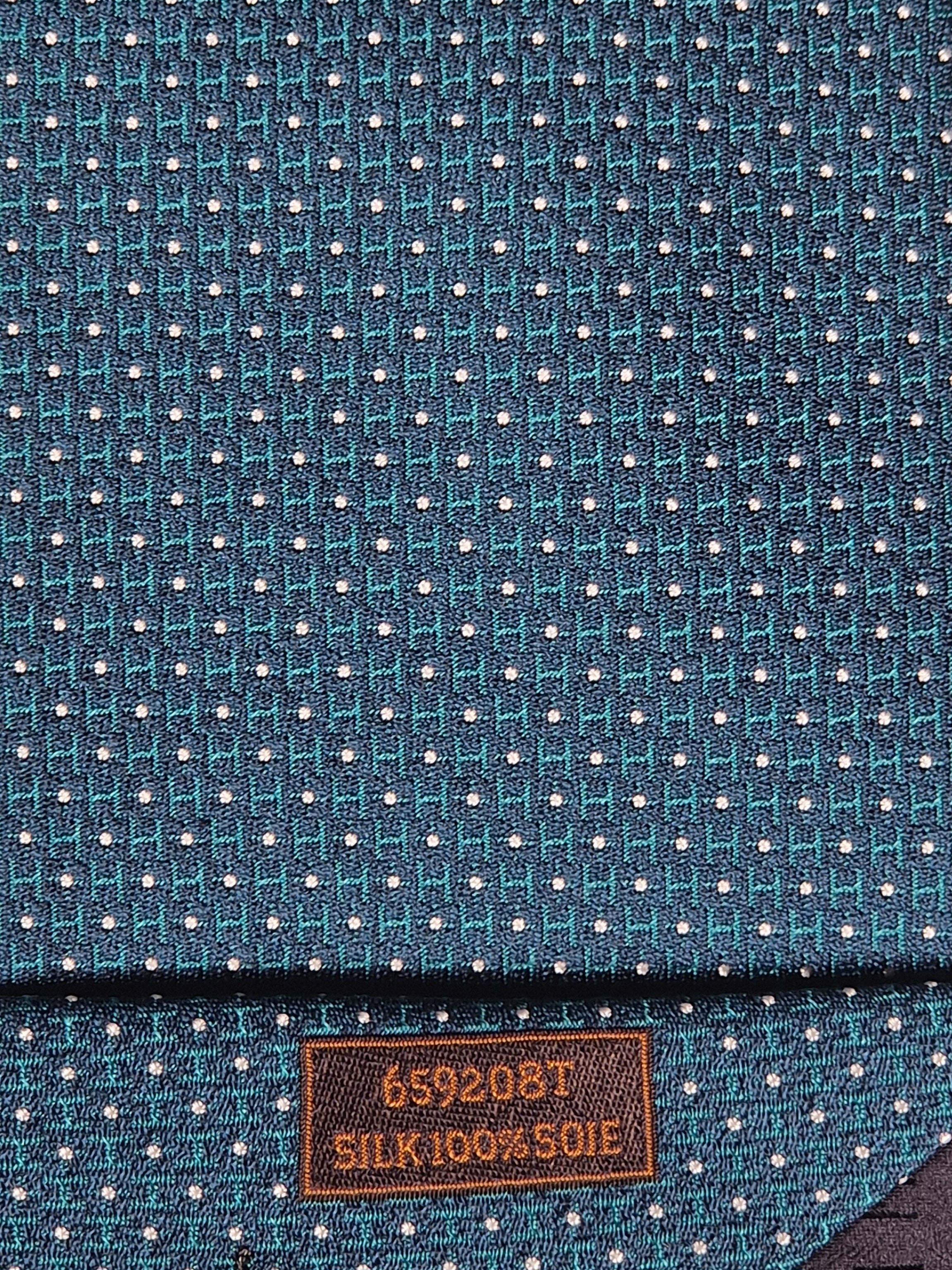Hermès jacquard silk tie green H pattern 659208 T