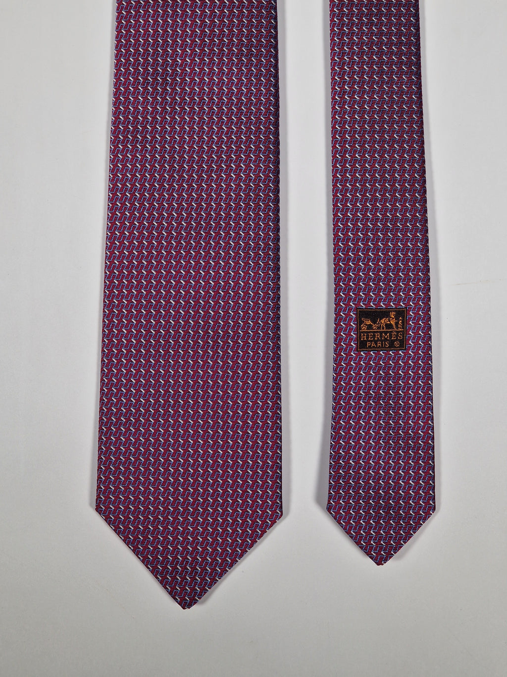 Hermès jacquard silk tie red H pattern 659225 T