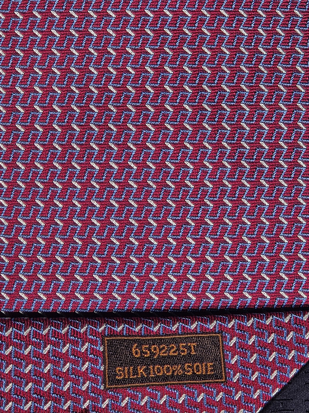 Hermès jacquard silk tie red H pattern 659225 T