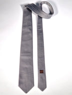 Hermès silk tie grey chain pattern 659267 T
