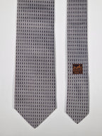 Hermès silk tie grey chain pattern 659267 T