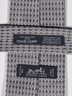 Hermès silk tie grey chain pattern 659267 T
