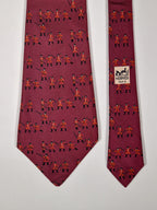 000667 Hermès tie burgundy fencing pattern 667 OA