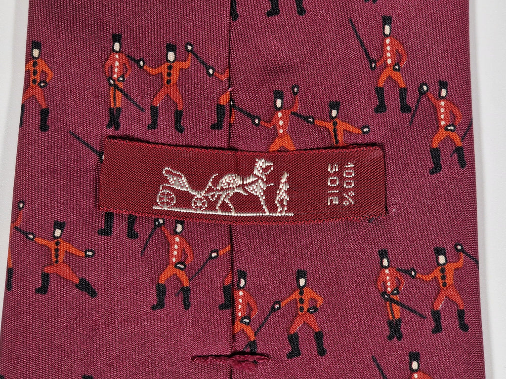 000667 Hermès tie burgundy fencing pattern 667 OA