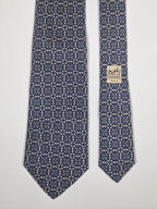 00679 Hermès silk tie blue navy pattern 679 OA